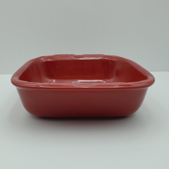 Longaberger Woven Traditions Tomato Red Baking Dish Red Square Casserole Baker - Picture 3 of 9